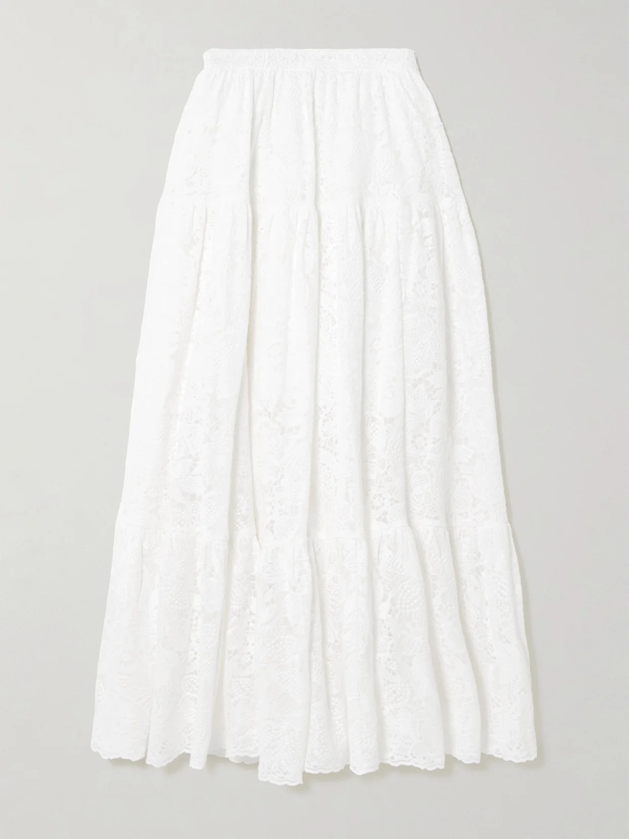 Tiered Cotton-lace Midi Skirt - 1