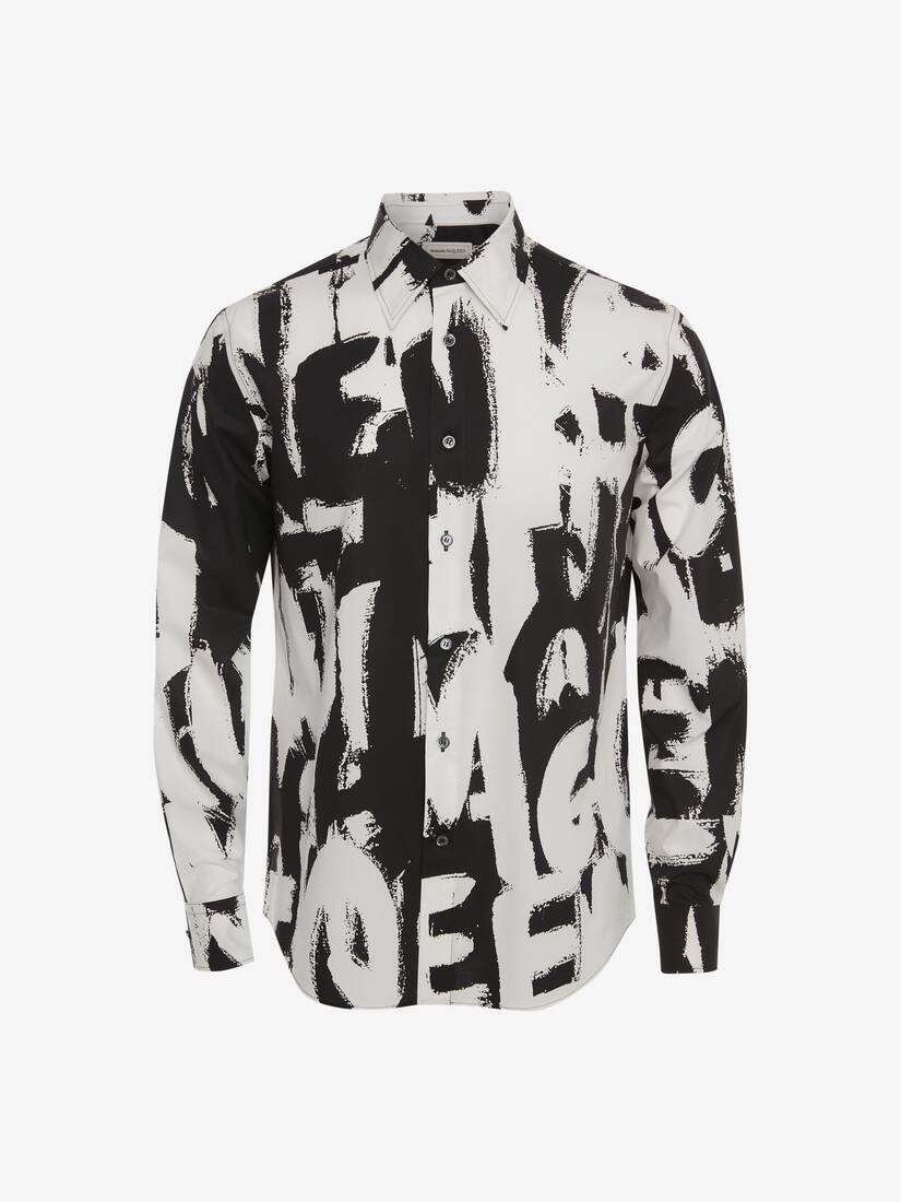 Mcqueen Graffiti Shirt in White/black - 1