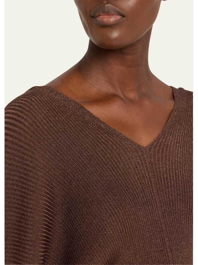 Ribbed Shimmer Dolman-Sleeve Sweater 5