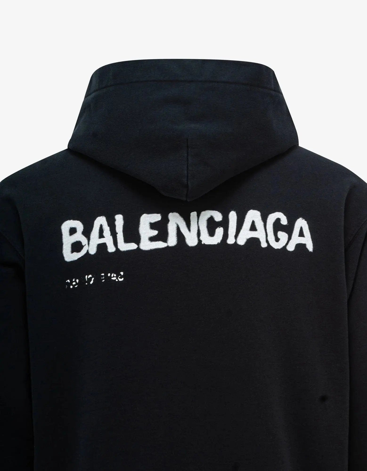 Balenciaga Black Hand Drawn Logo Medium Hoodie - 4