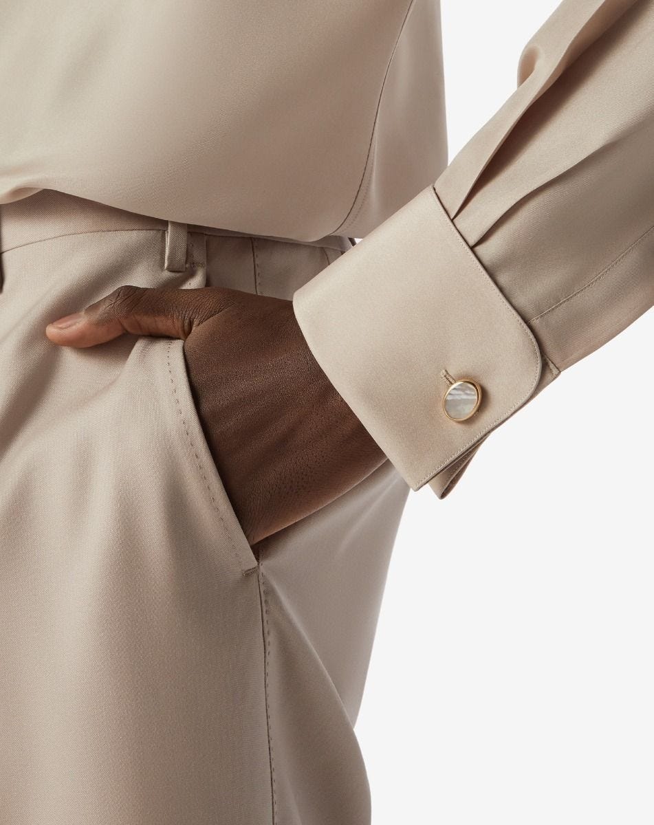 Gold-coloured brass cufflinks with mother of pearl - 3