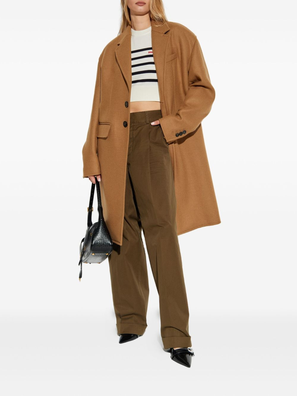 button-fastening wool-blend coat - 2