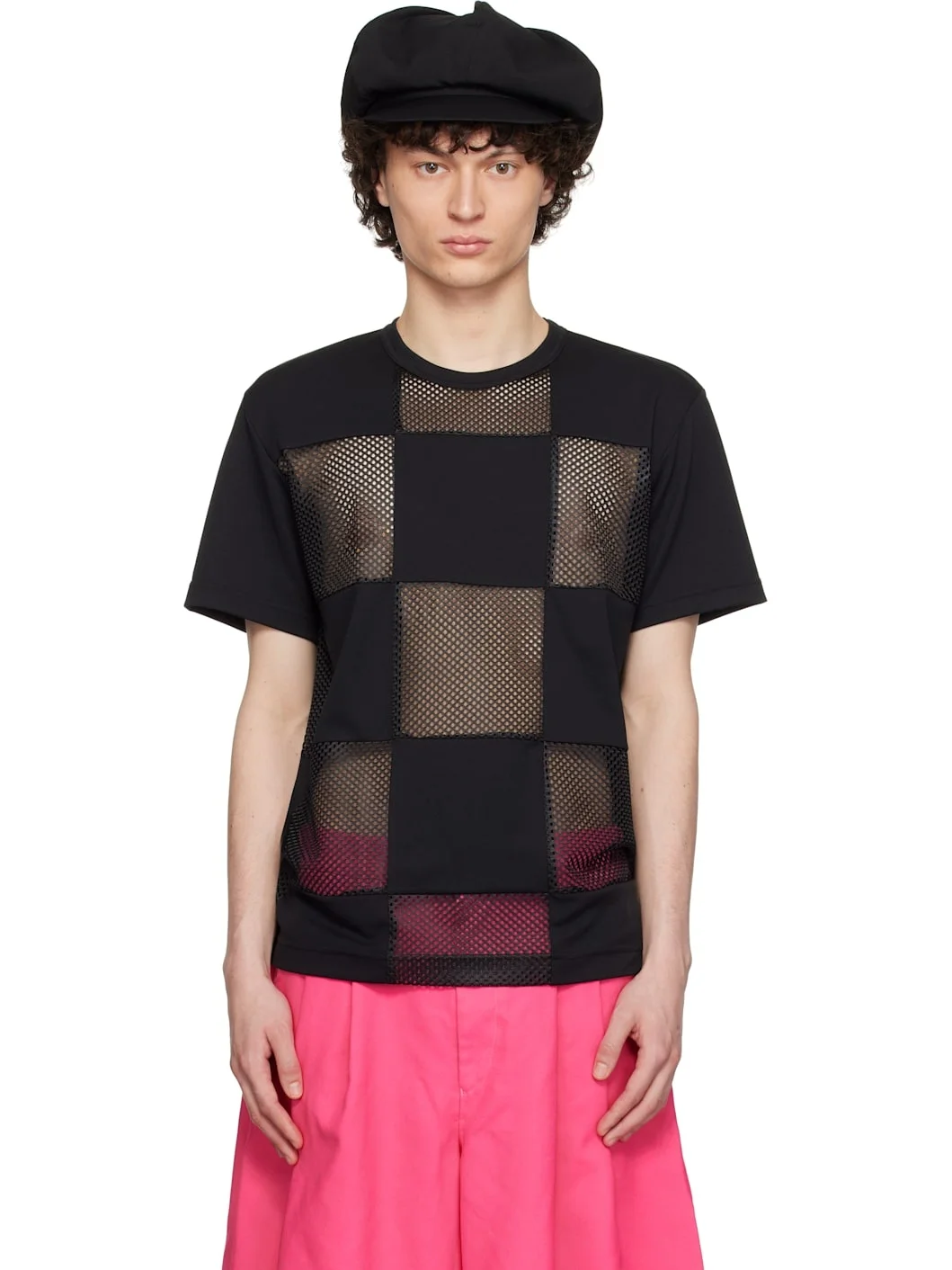 Black Polyester Piqué x Mesh T-shirt - 1