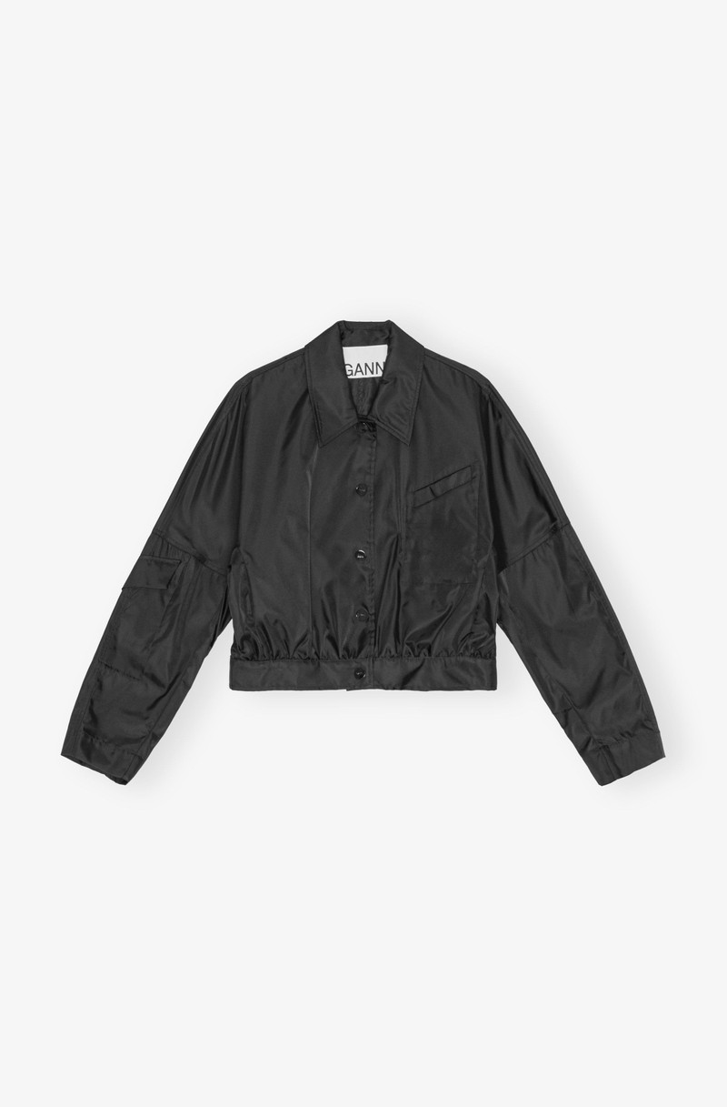 BLACK DUCHESSE NYLON CROPPED JACKET 1