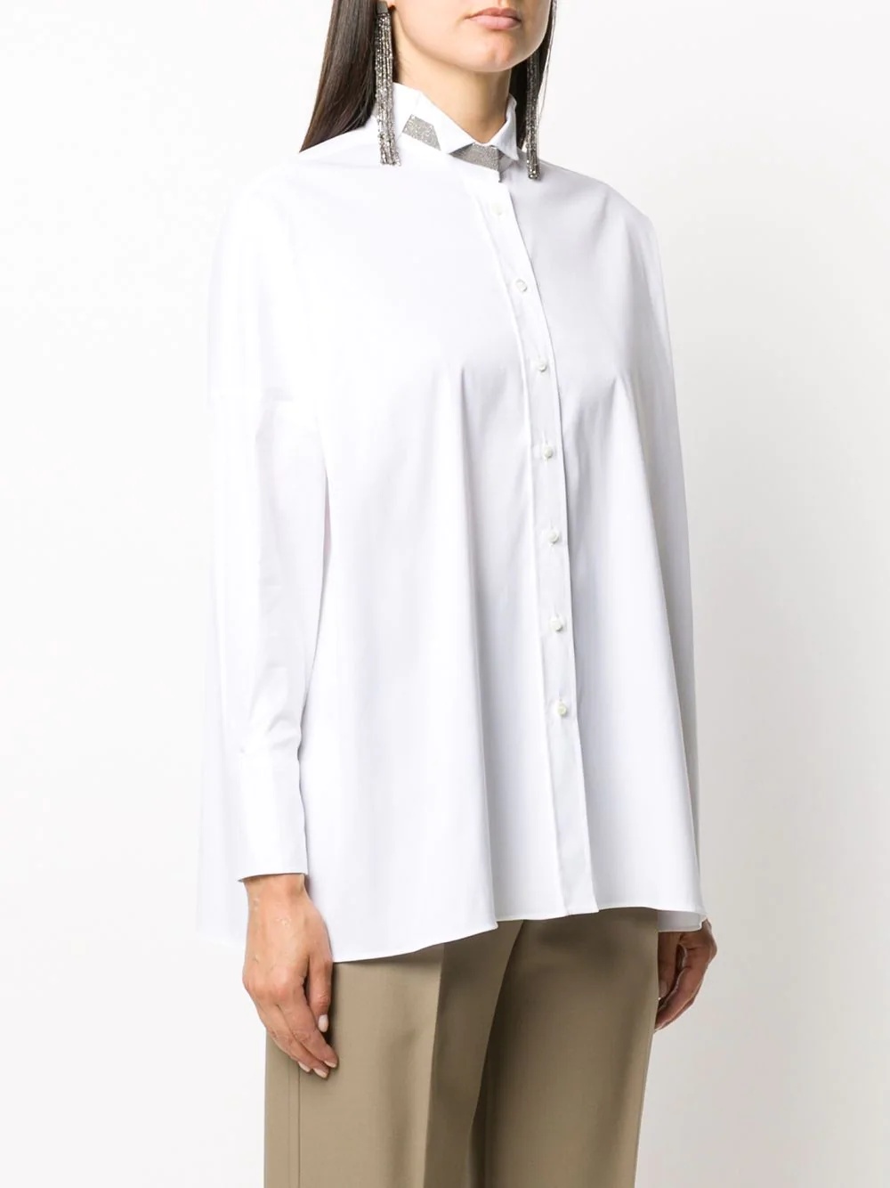 plain tuxedo collar shirt - 3