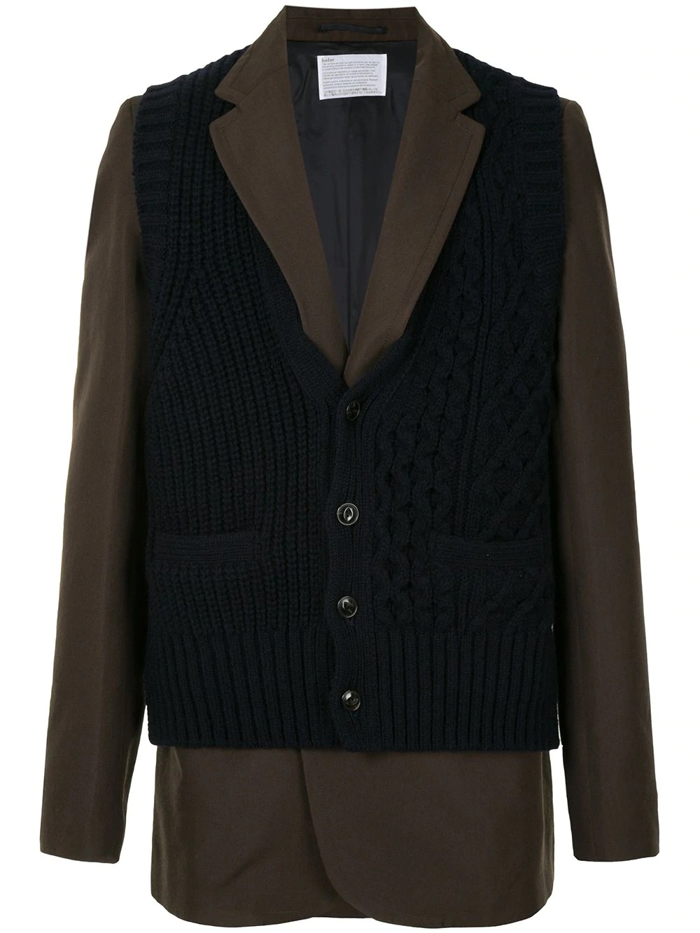 layered knit-panel blazer - 1