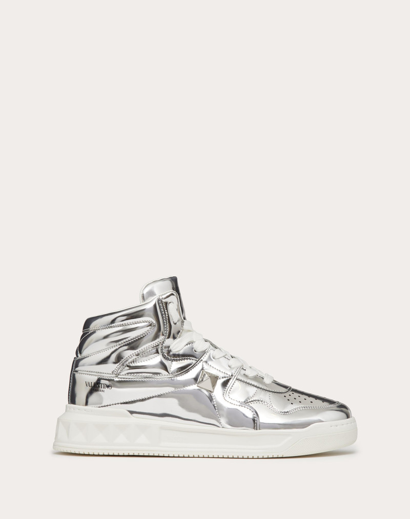 ONE STUD MID-TOP SNEAKER IN MIRROR-FINISH SYNTHETIC FABRIC 1