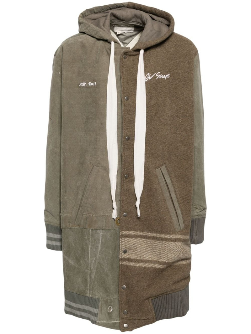 logo-embroidered patchwork jacket 1