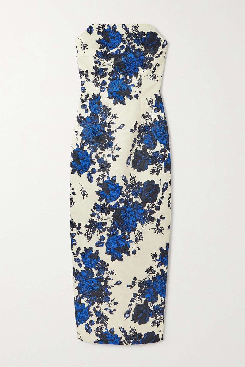 Yulie strapless floral-print taffeta-faille midi dress - 1