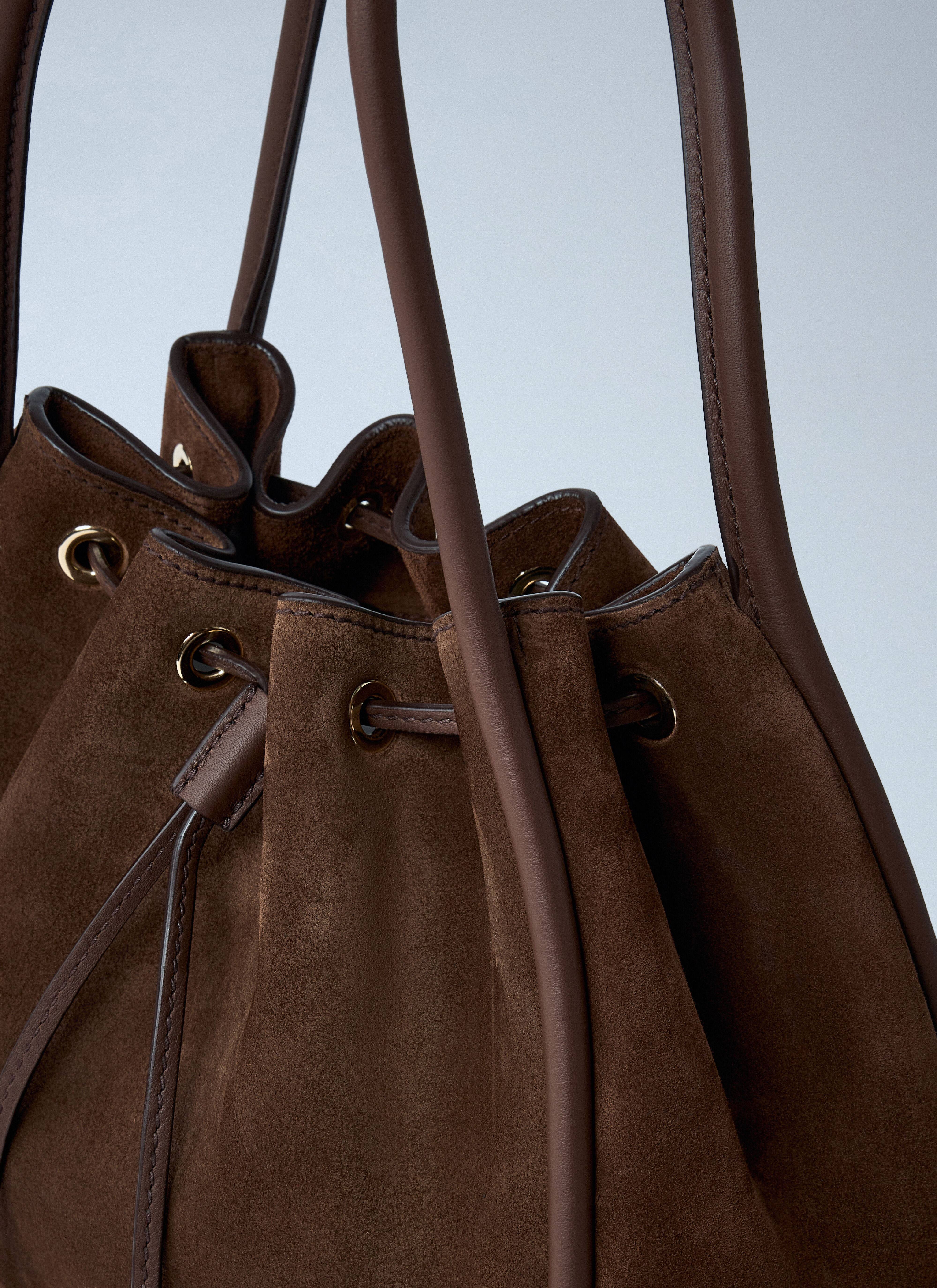 Suede Logo Plaque Handbag - 5