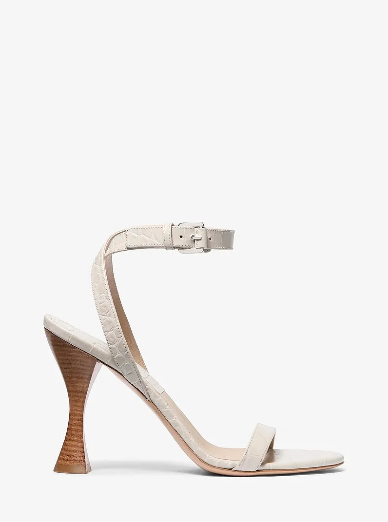 Bianca Crocodile Embossed Leather Sandal - 1
