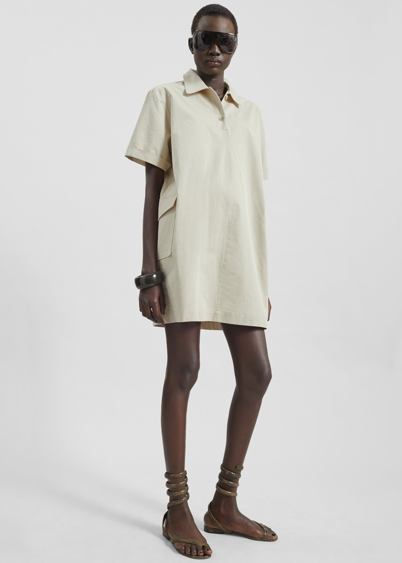 Tilba Polo Mini Dress - Beige 3