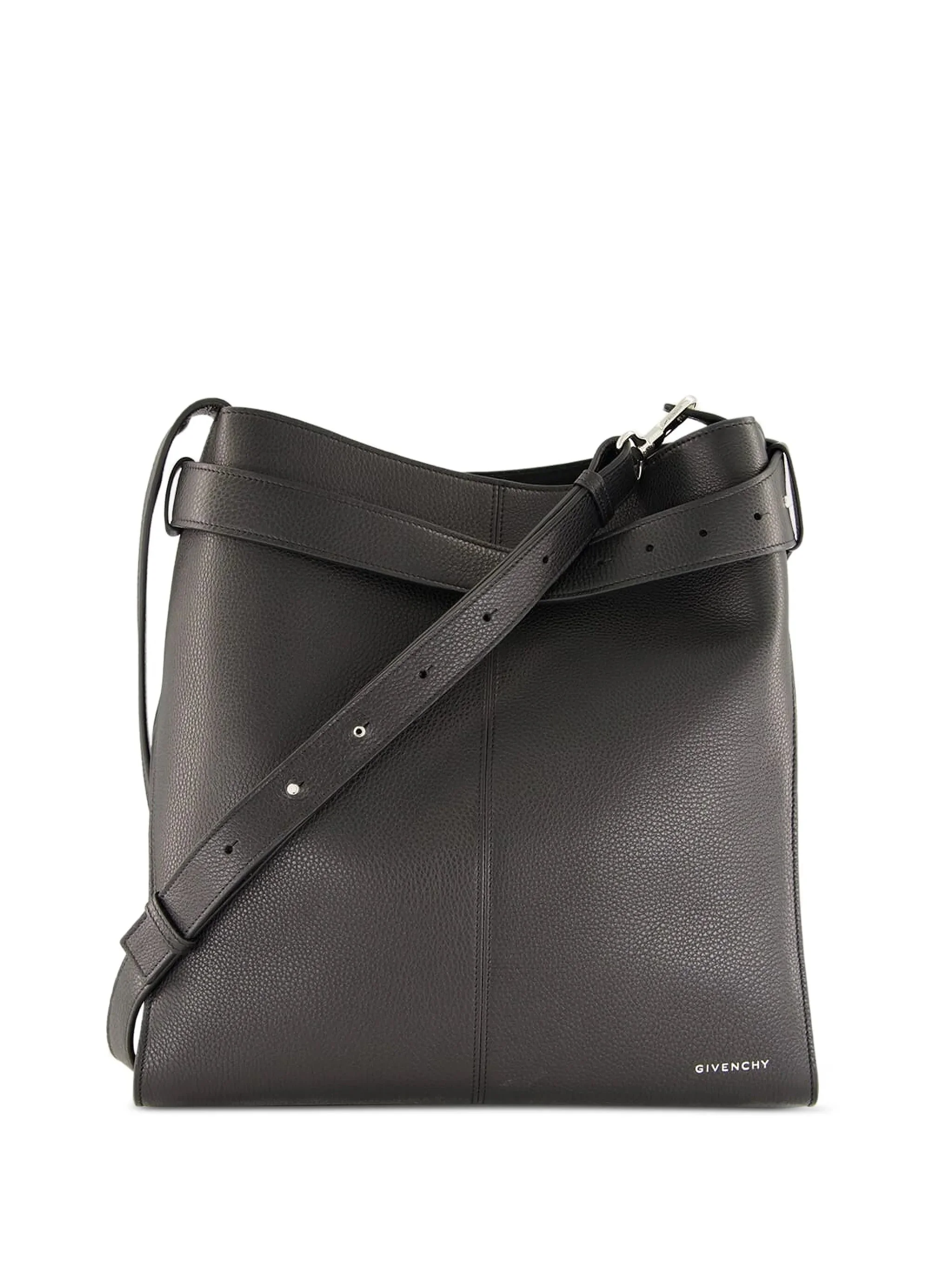 medium belted grained-leather shoulder bag - 1