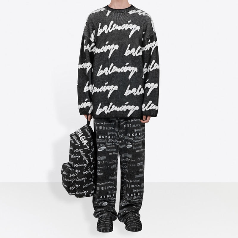 Balenciaga 3D Scribble Crewneck Cotton Knit 'Black' 625985T31801070 - 3