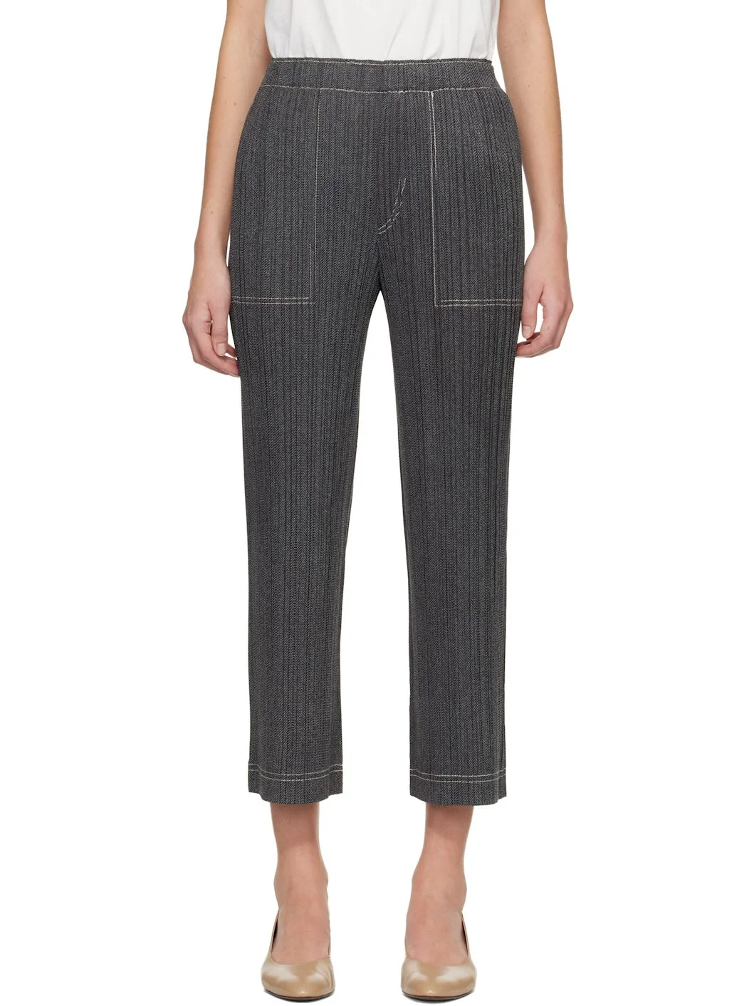 Gray Cotton Denim Trousers - 1