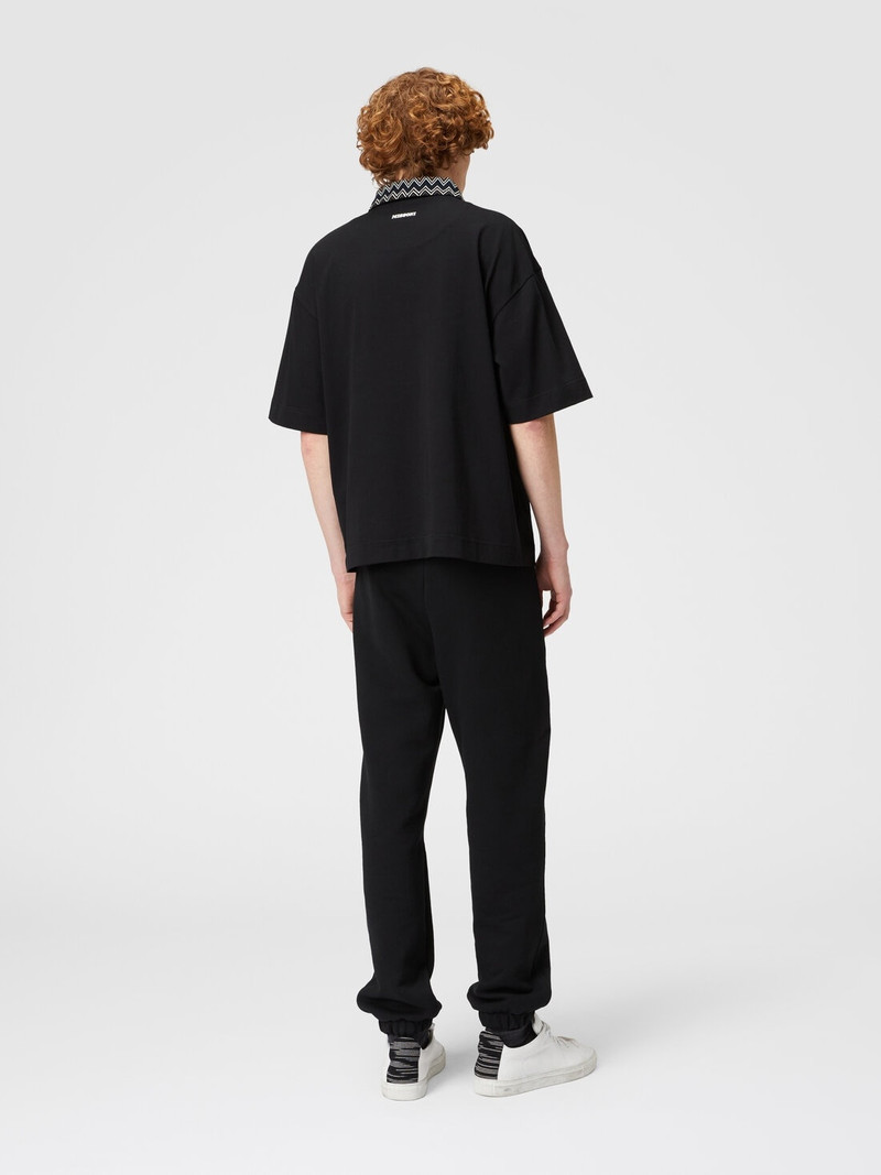 Cotton jersey polo shirt with chevron knit inserts 3