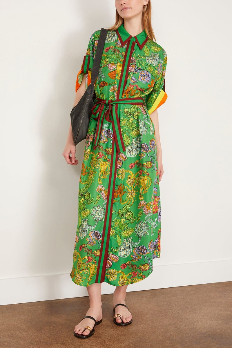 ALÉMAIS Fiesta Shirtdress in Green outlook