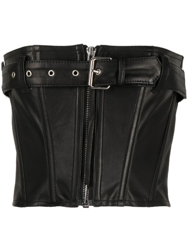 leather belted corset top 1
