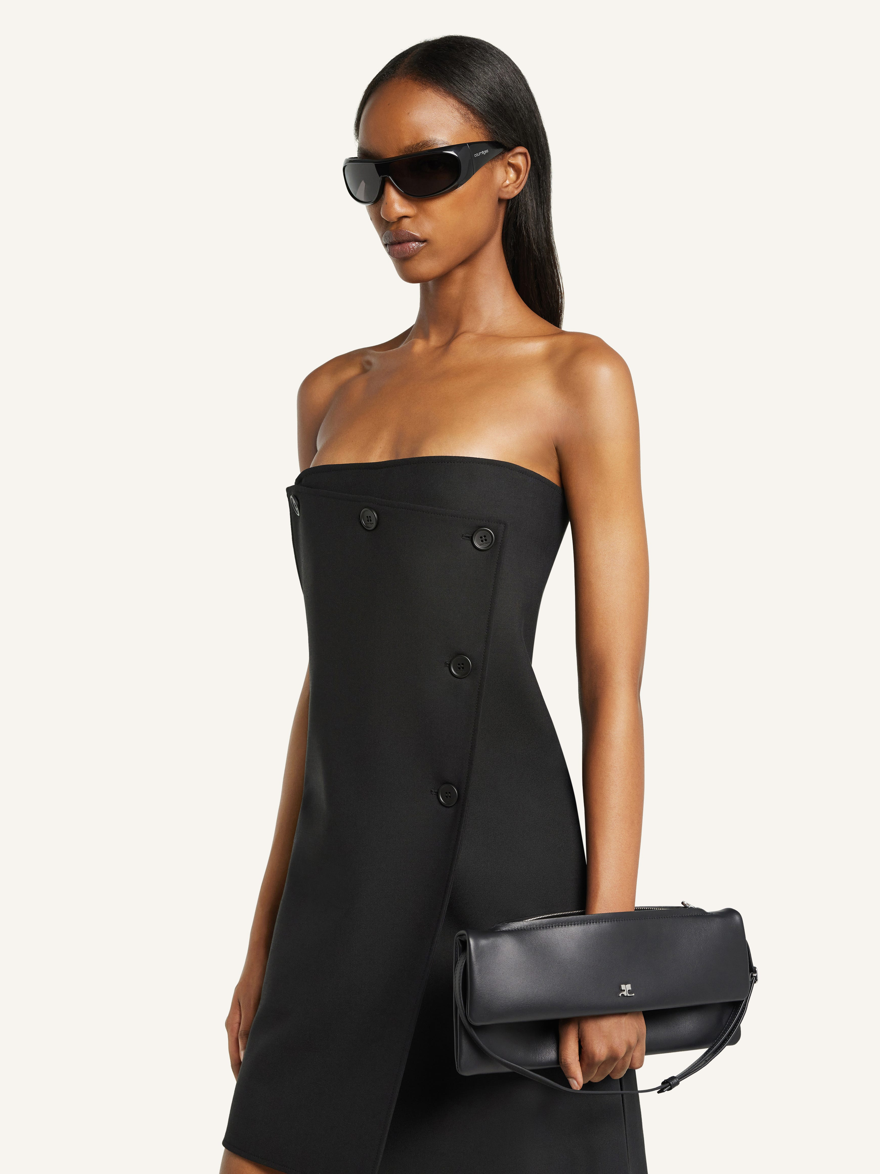 OBLIQUE BUSTIER POLYWOOL DRESS - 5