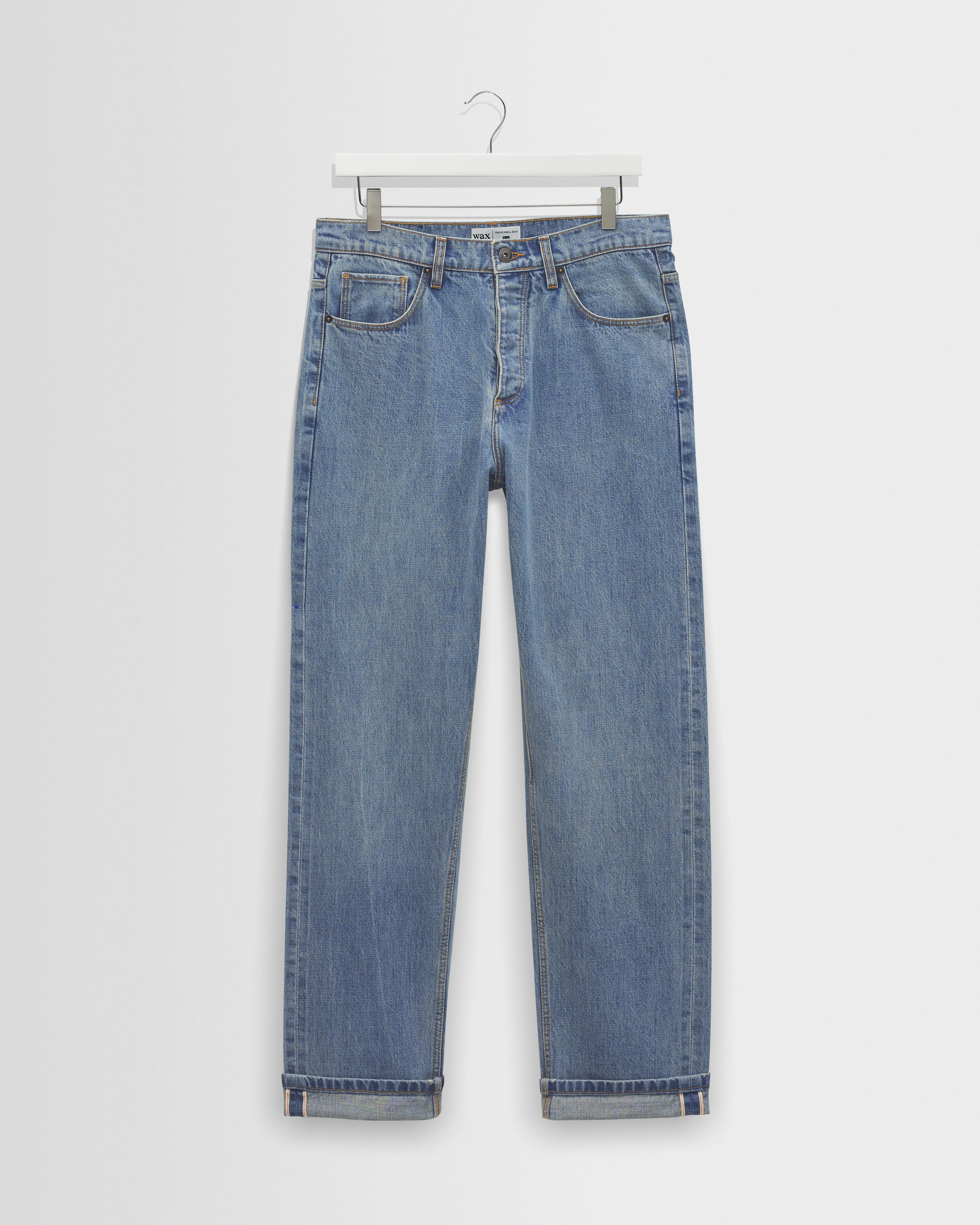 Russell - Blue Wash Selvedge Straight Fit Denim Jeans - 1