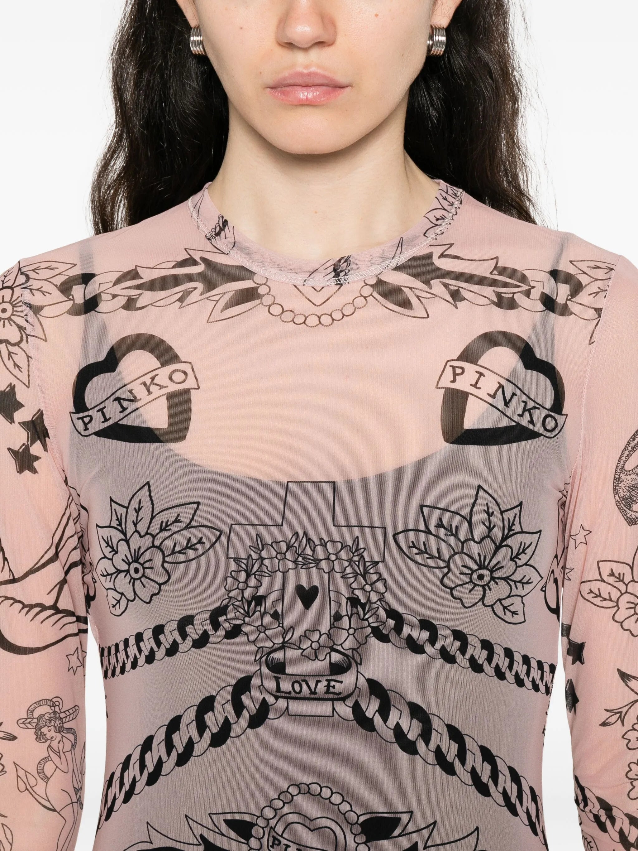 Pinko Printed Mesh Midi Dress - 3