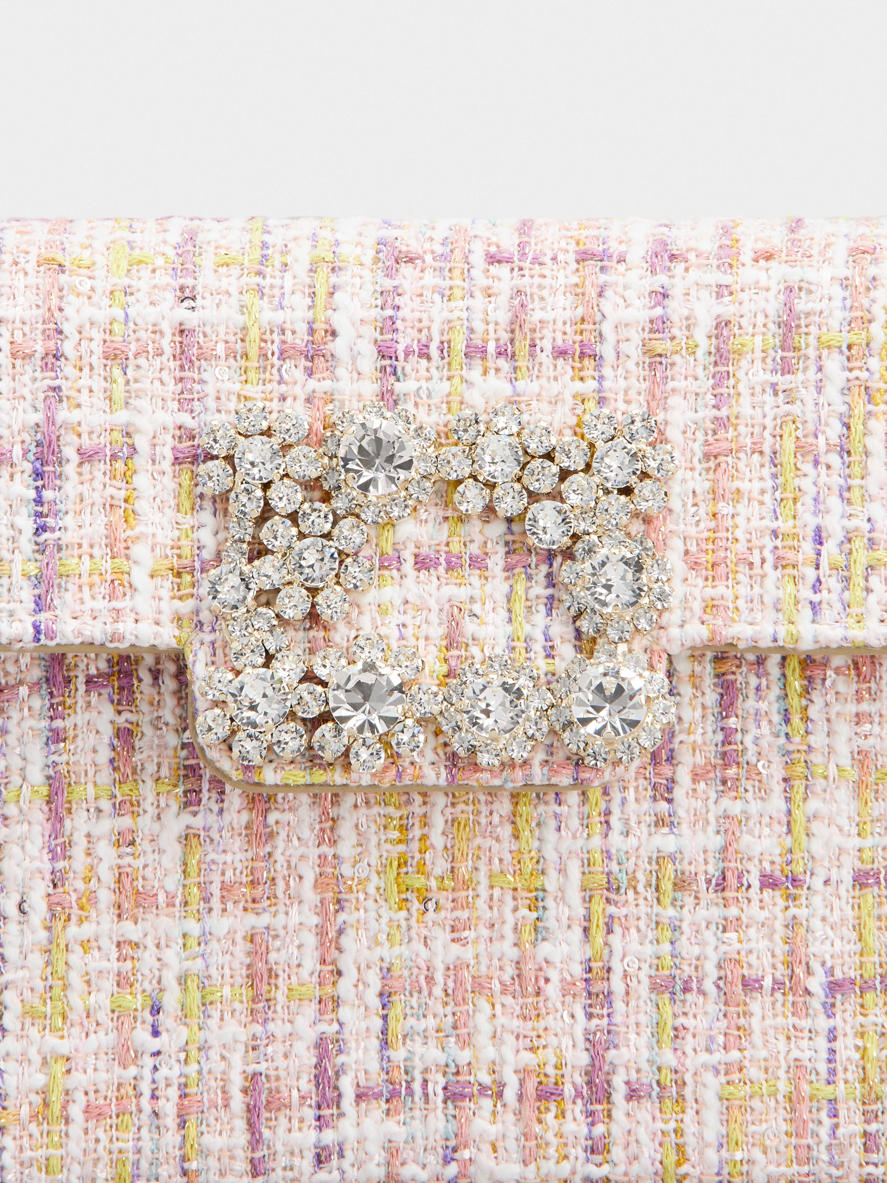 Flower Strass Buckle Clutch Bag in Fabric - 6