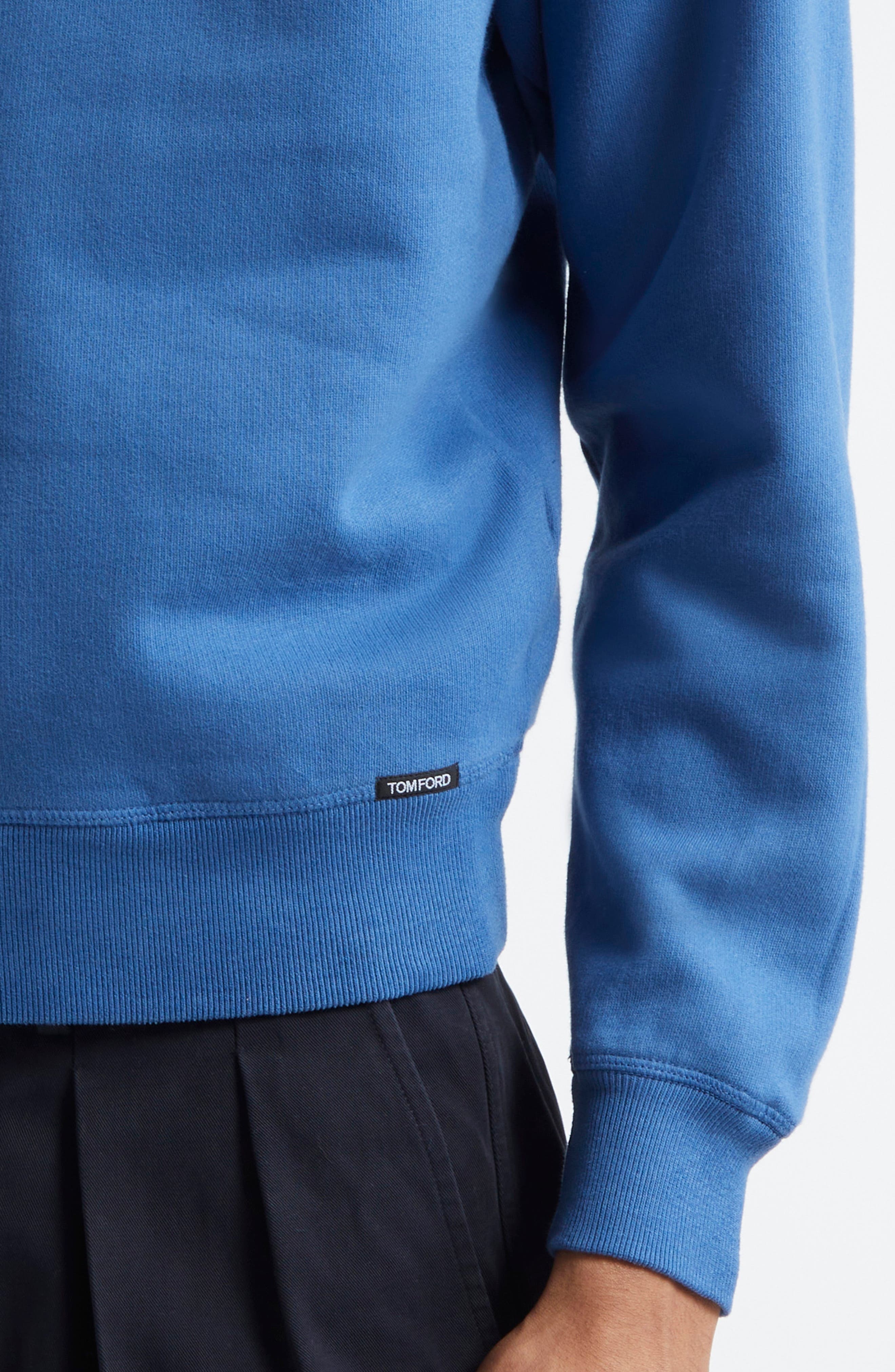 TOM FORD Felpa Garment Dye Crewneck Sweatshirt in Hb532 Denim Blue at Nordstrom - 4