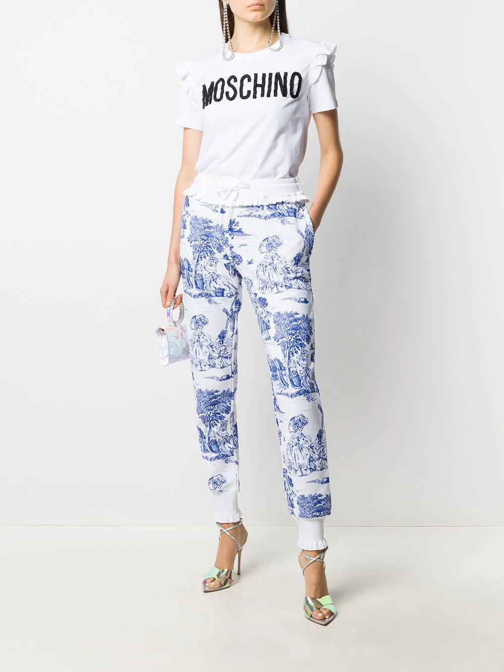 scalloped trim graphic sweatpants - 2