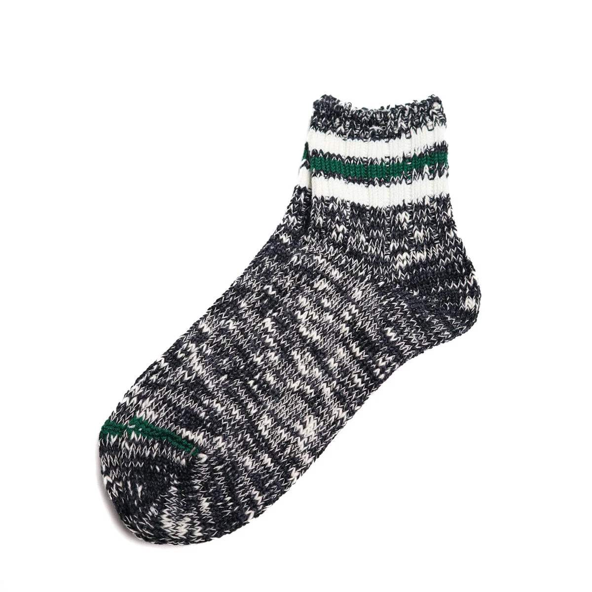 3 Line Slub Quarter Socks Black - 1
