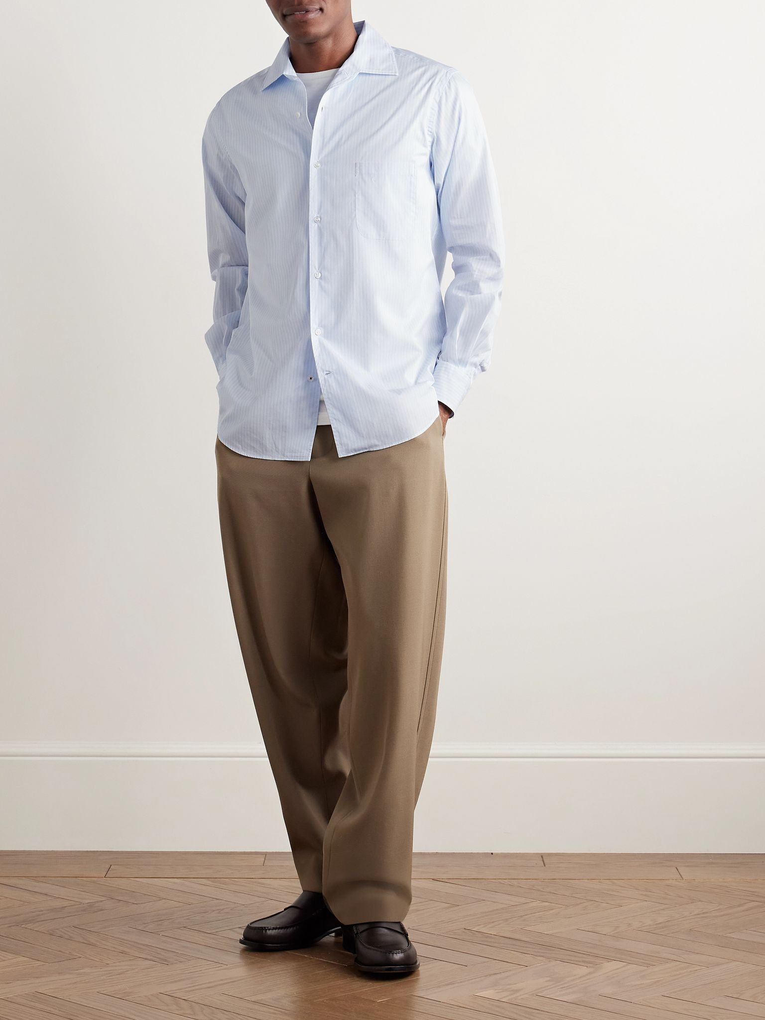 André Striped Cotton-Poplin Shirt Blue - 2
