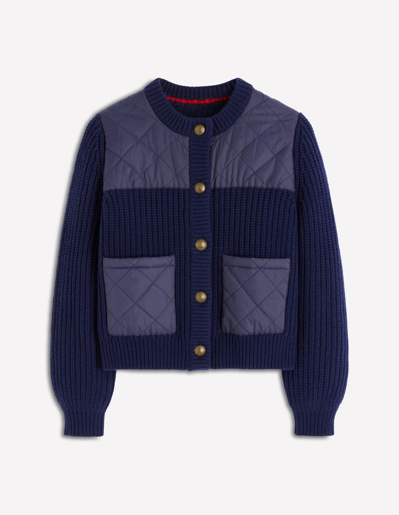 Short Quilted Knitted Jacket-Navy 8