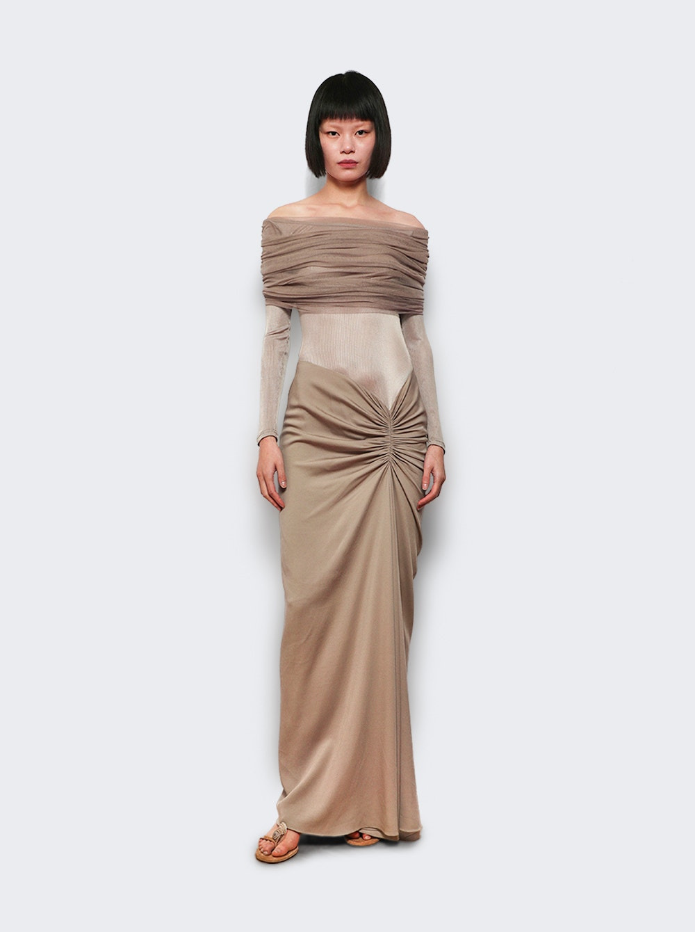Sonora Veiled Ruched Dress Clay - 5