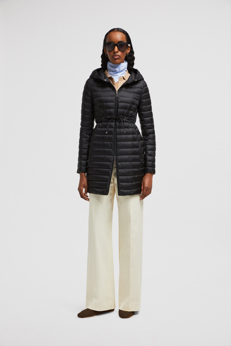 Moncler Barbel Hooded Fit & Flare Long Down Jacket outlook