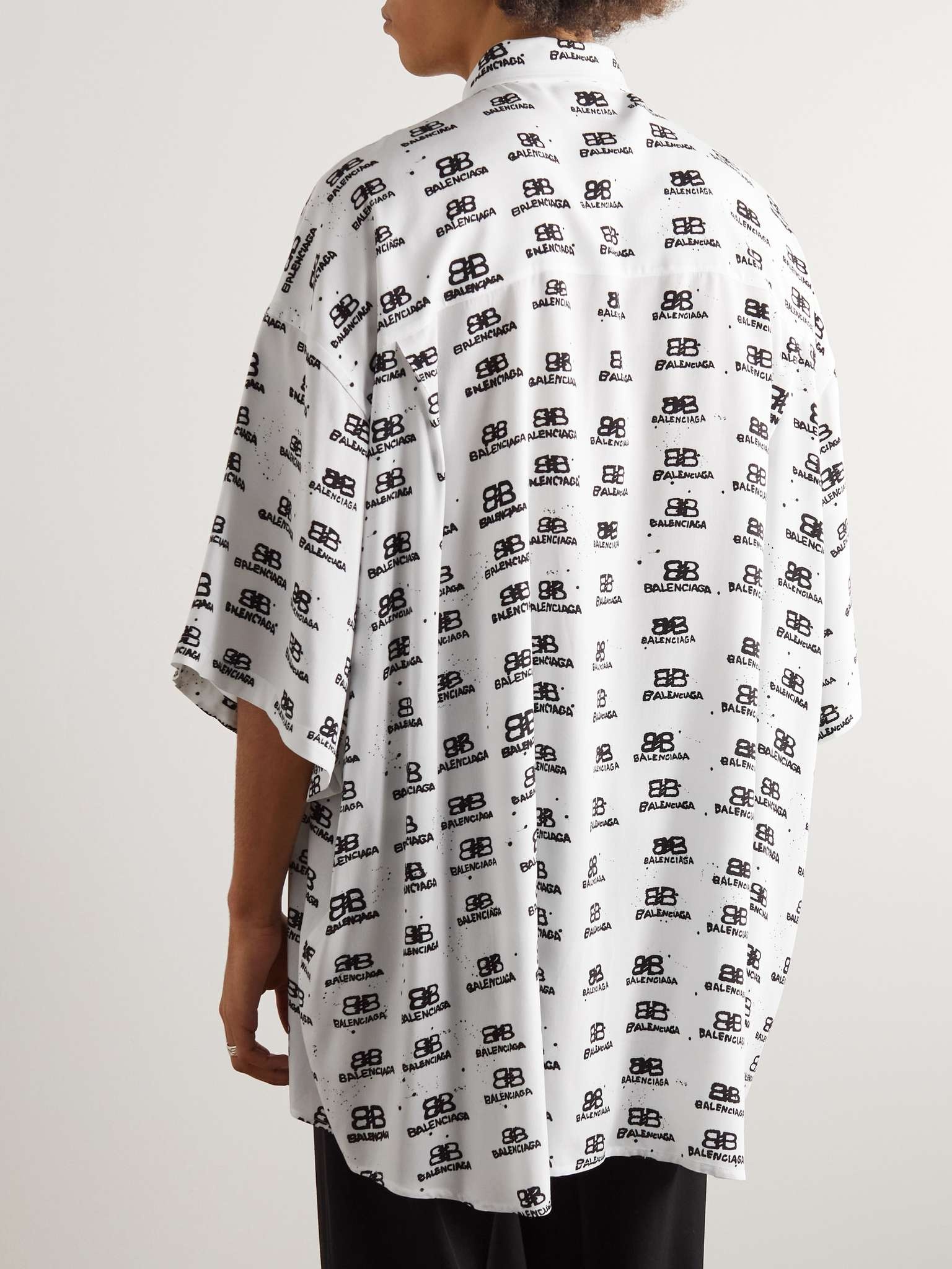 Oversized Logo-Print Crepe Shirt - 4