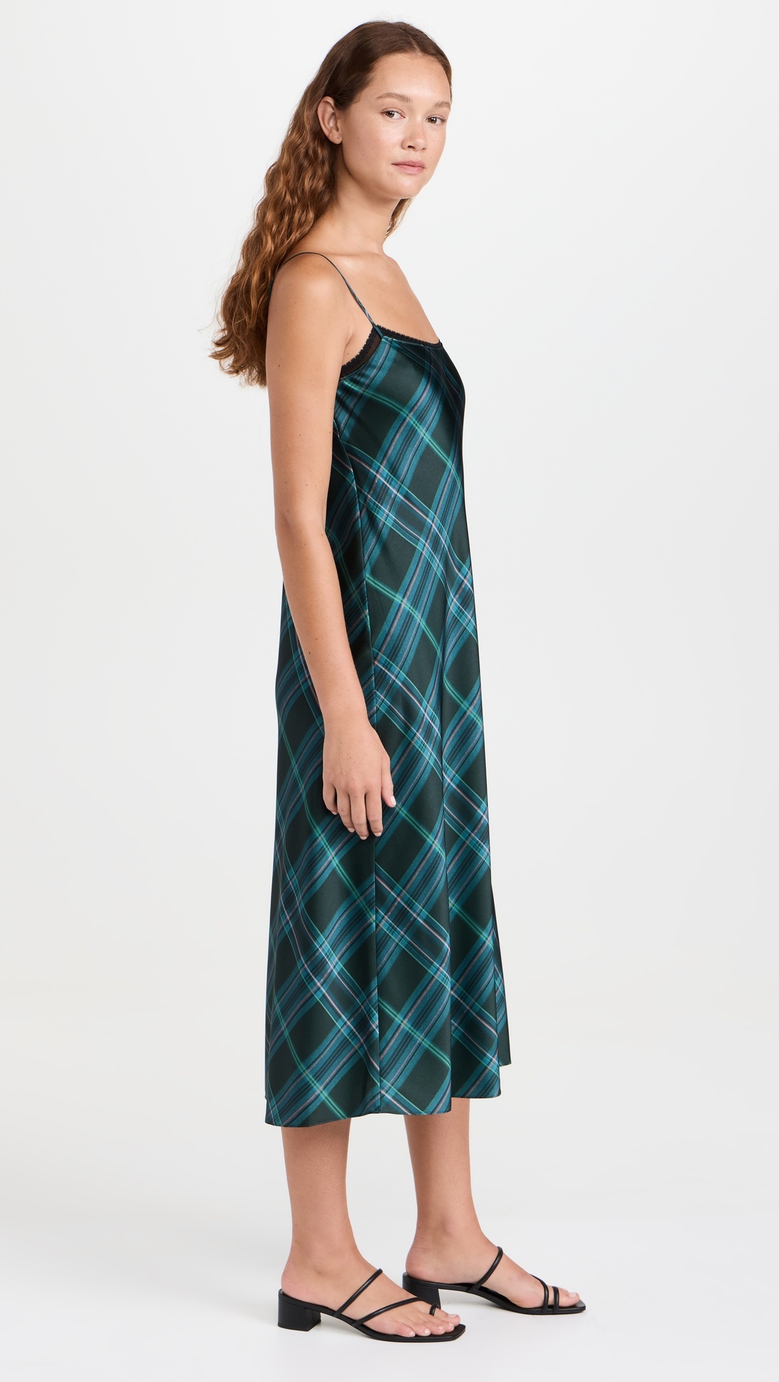 Plaid Lace Trim Slip Dress - 3