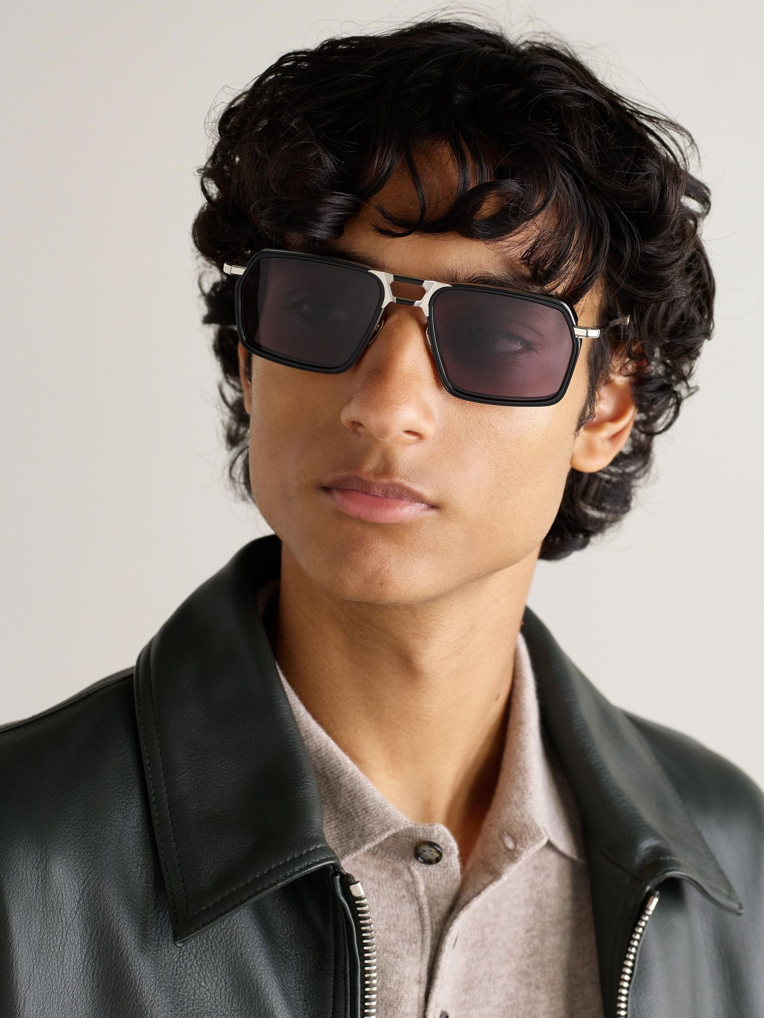 GT-R Aviator-Style Titanium and Acetate Sunglasses Silver - 2