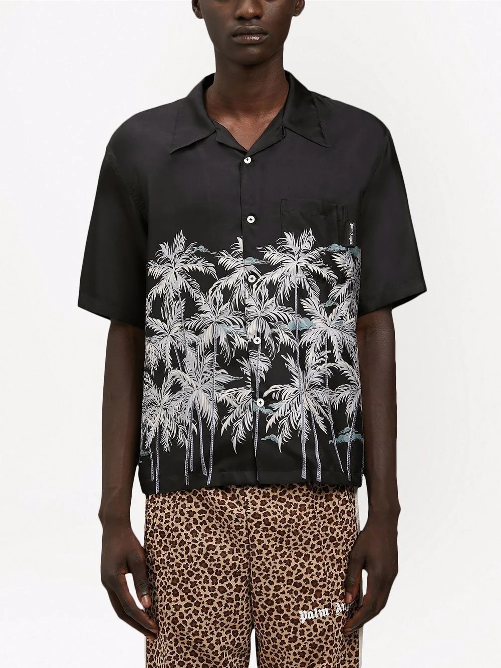 palm tree-print silk shirt - 3