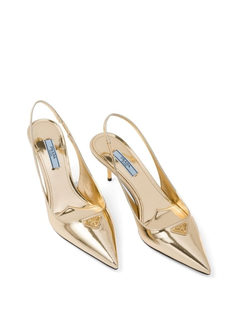 65mm metallic slingback leather pumps 4