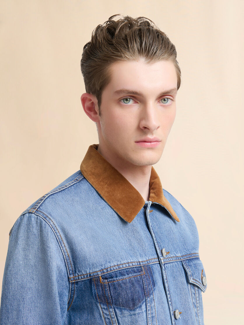 BLUE DENIM TRUCKER JACKET WITH PATCH ON BACK - 4