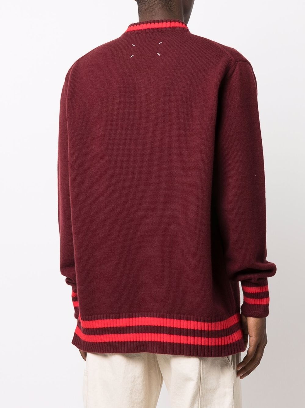 striped-trim wool jumper - 4