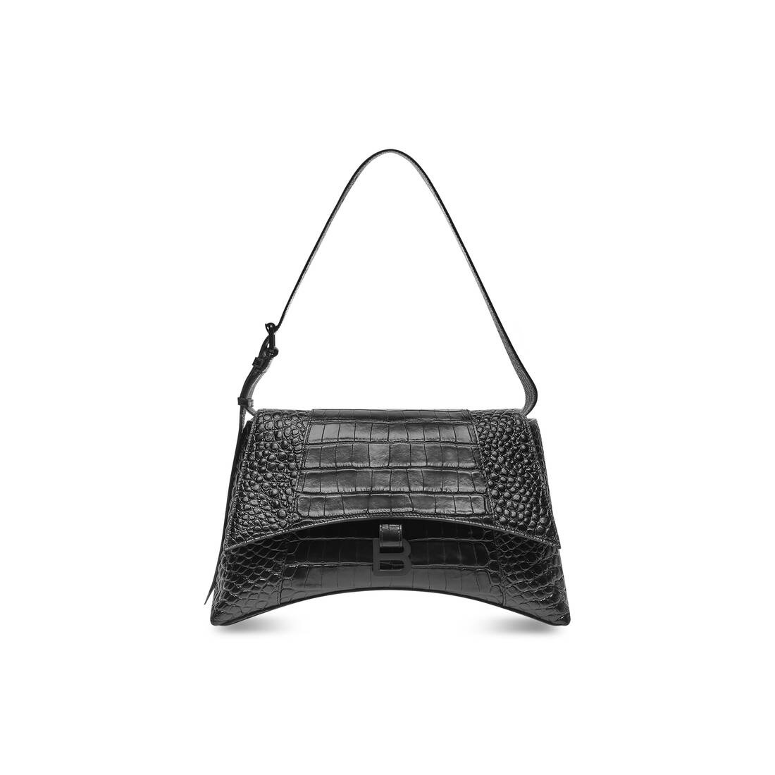 Women's Downtown Medium Shoulder Bag Crocodile Embossed in Black - 1