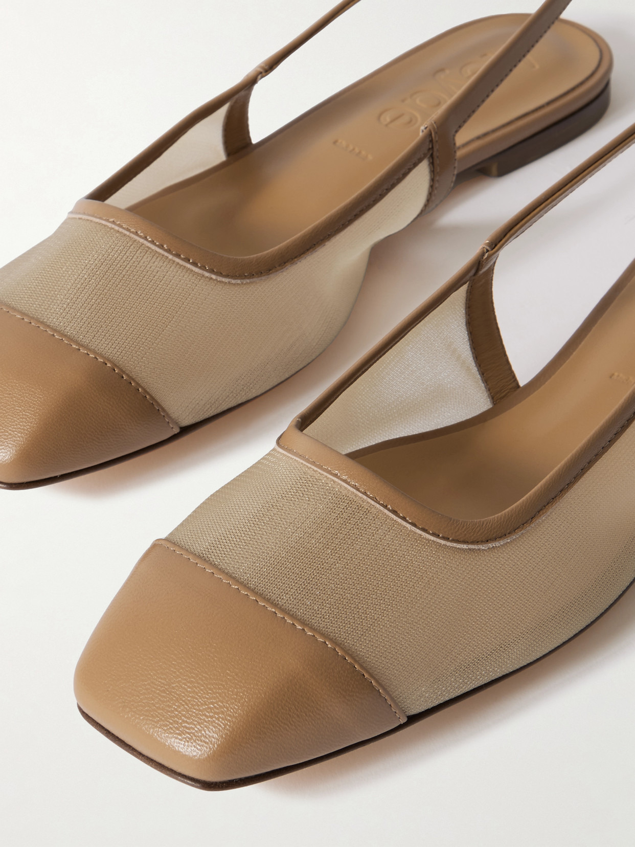 Geraldine Leather-trimmed Mesh Slingback Ballet Flats - 4