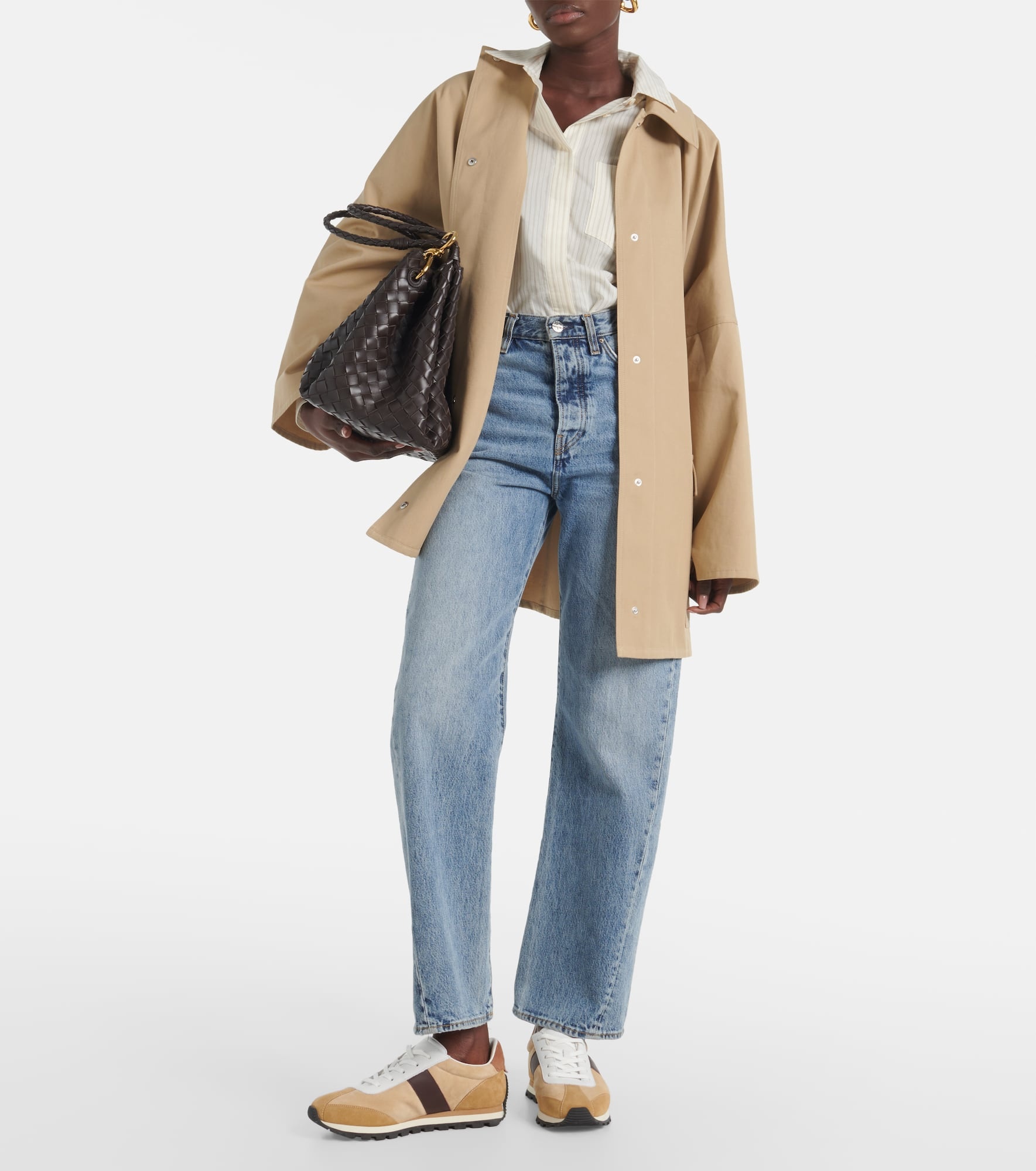 Leather-trimmed suede sneakers - 2