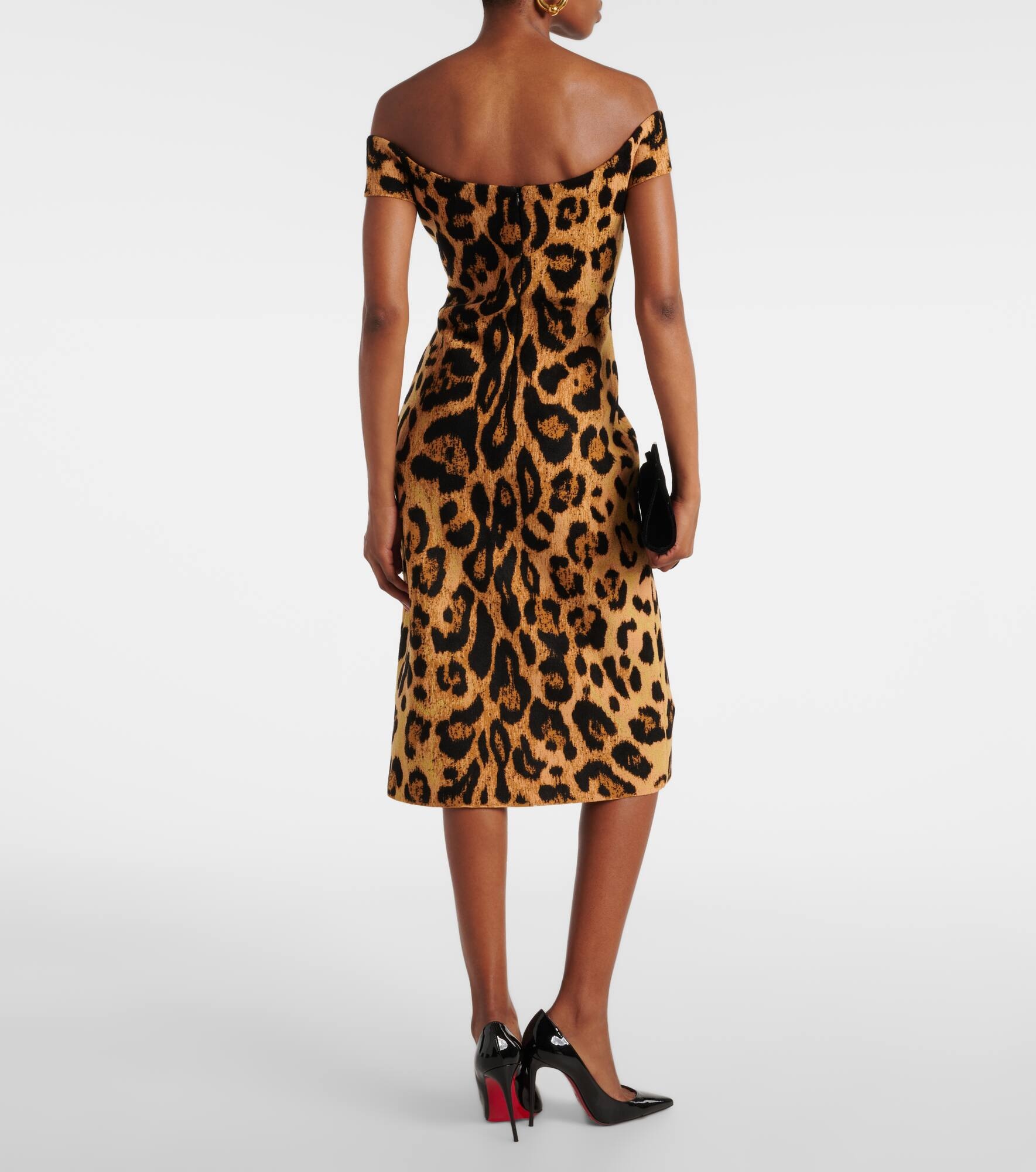 Leopard-print off-shoulder midi dress - 3