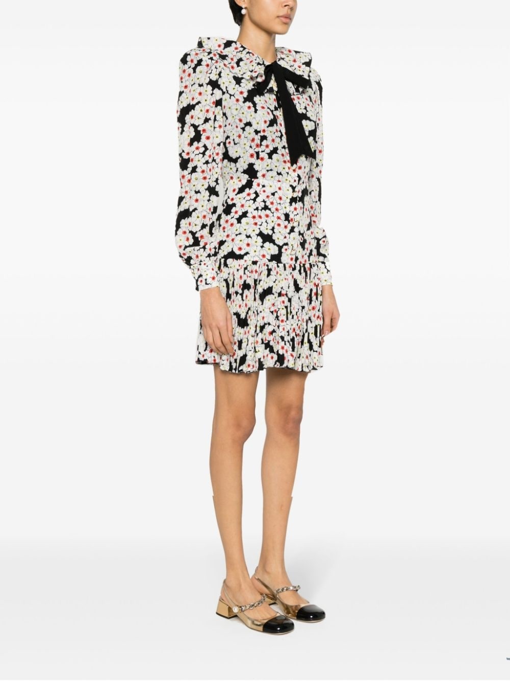 daisy-print silk dress - 3