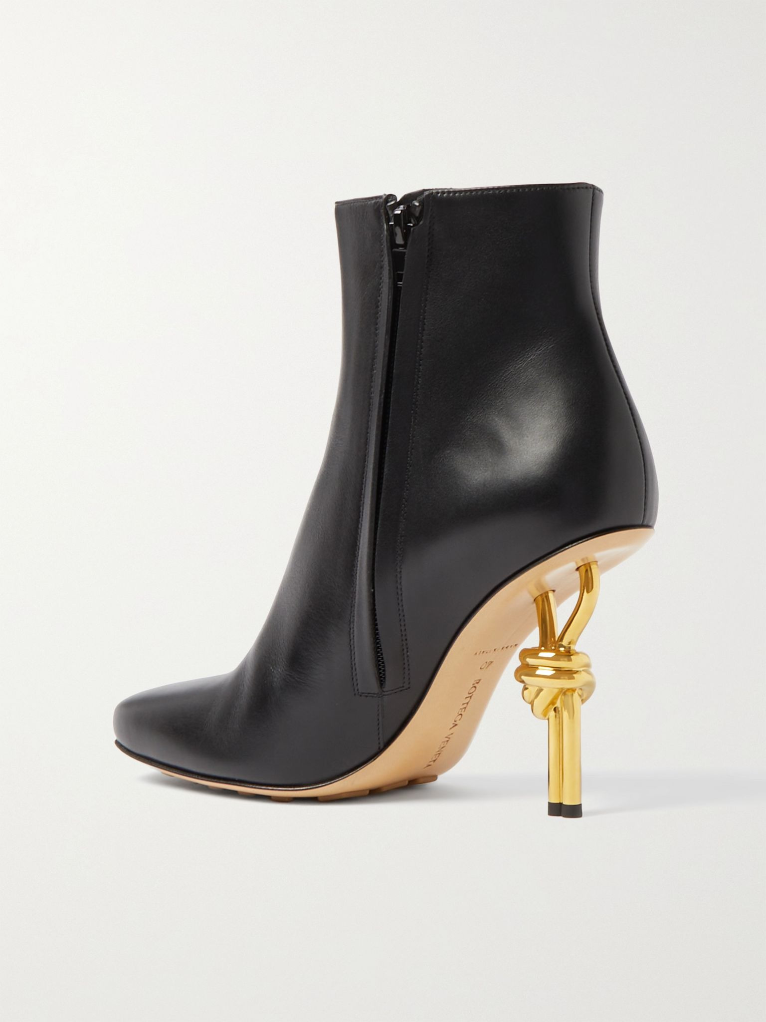 Knot leather ankle boots Black - 3