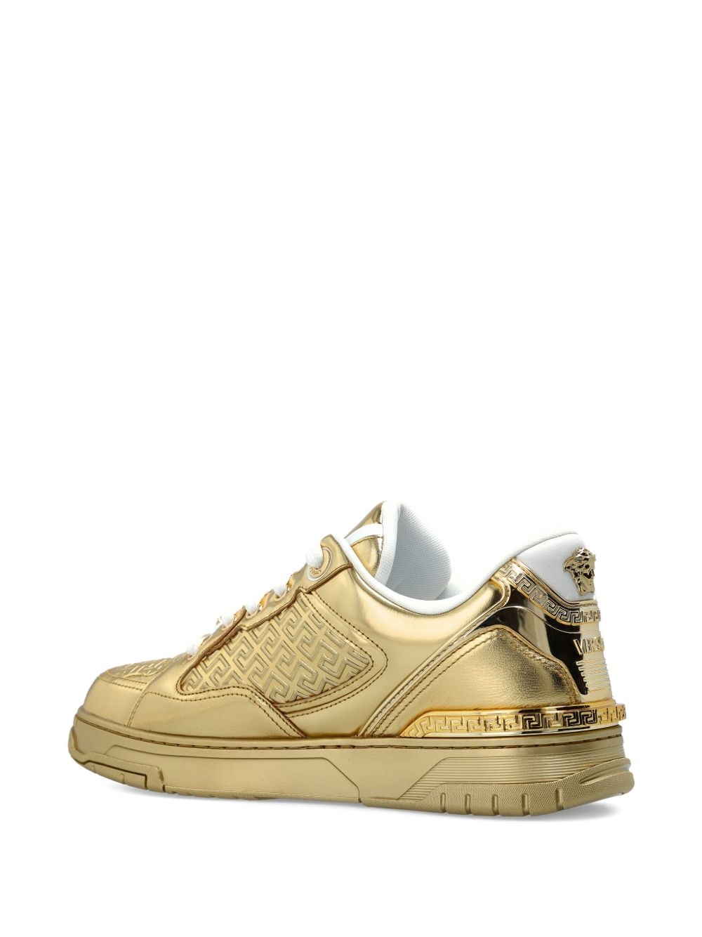 Greca-detail leather sneakers - 3