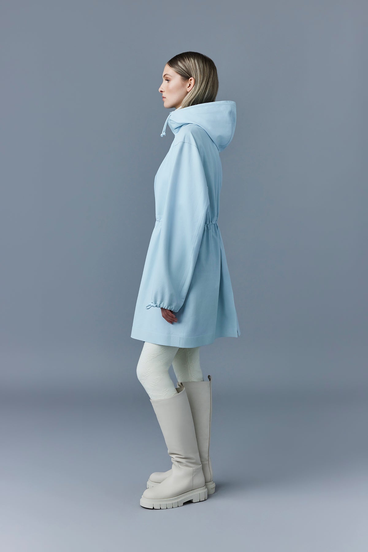 AUTUMN Monochromatic leather coat with hood - 4