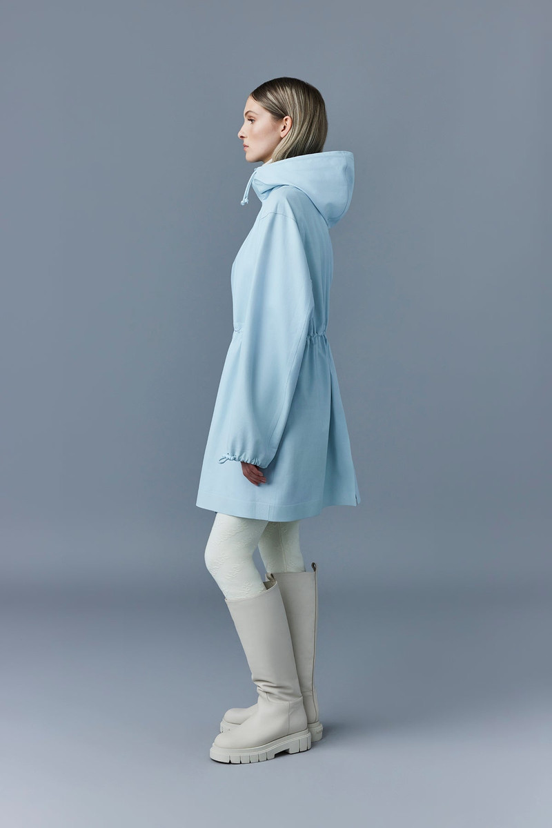 MACKAGE AUTUMN Monochromatic leather coat with hood outlook