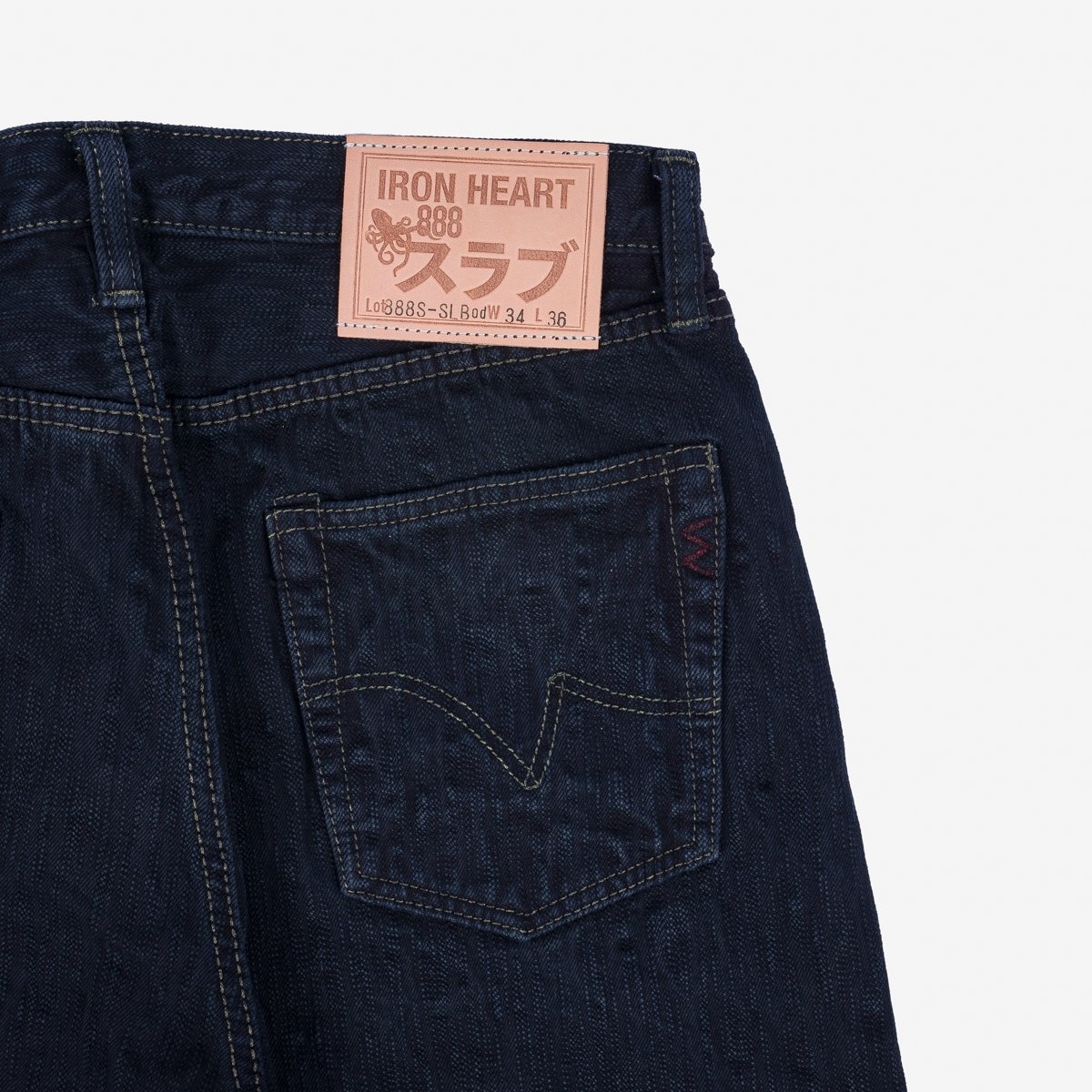 IH-888S-SLBod 16oz Slubby Selvedge Denim Relaxed Tapered Cut Jeans - Indigo Overdyed Black - 6